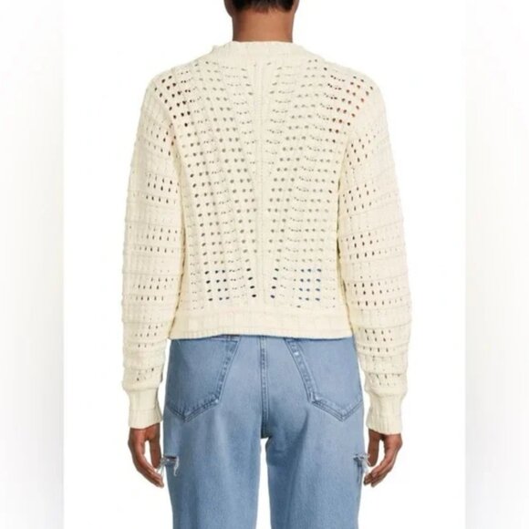 NWT ELIE. ELIE TAHARI Eyelet Knit Pullover Sweater Ivory‎ 100% Cotton Size LARGE - Picture 2 of 15